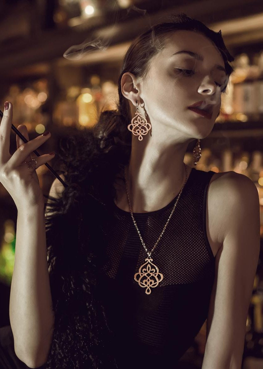 Rose Gold Filigree Earrings