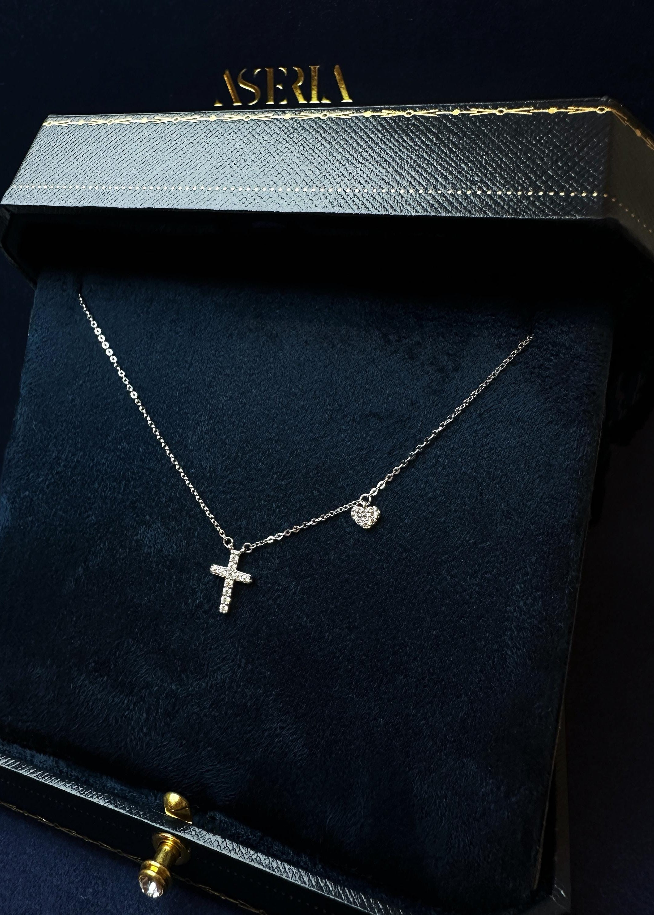 Cross & Heart Pendant Necklace