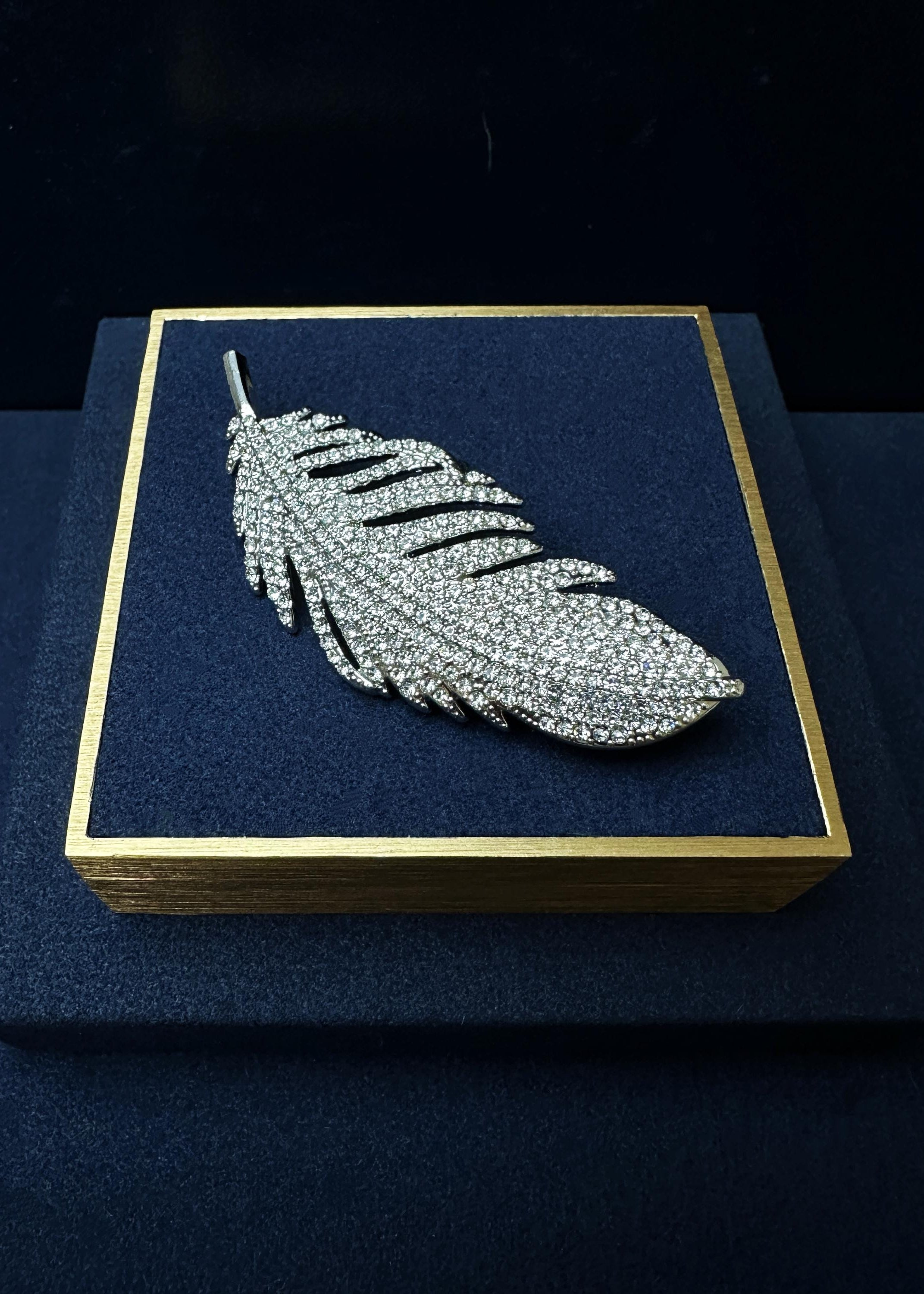 Crystal Feather Brooch