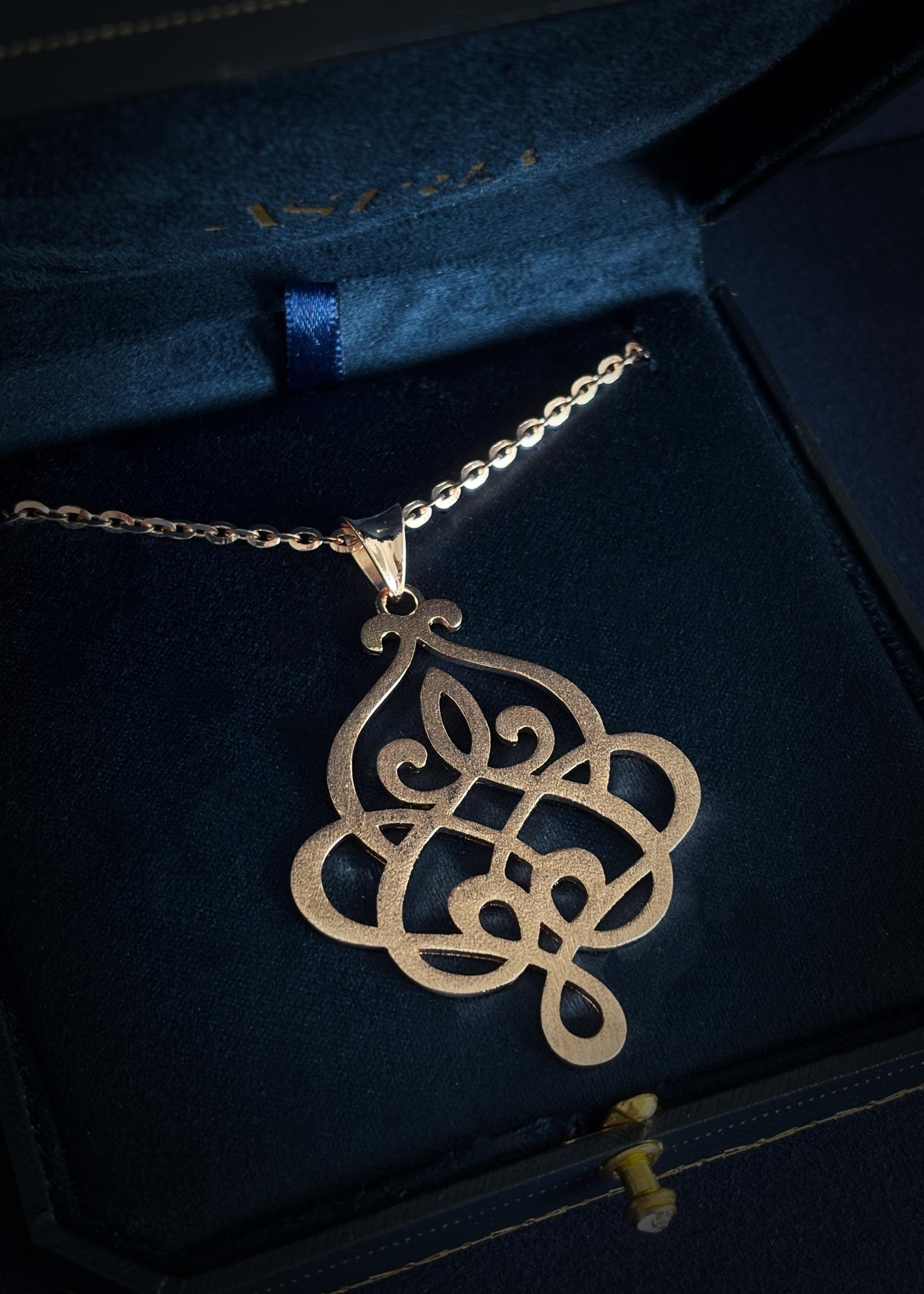 Rose Filigree Pendant Necklace