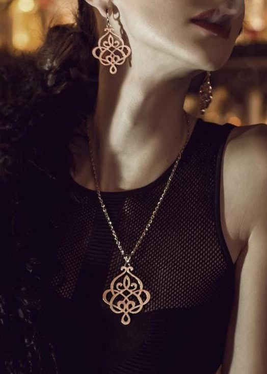 Rose Filigree Pendant Necklace