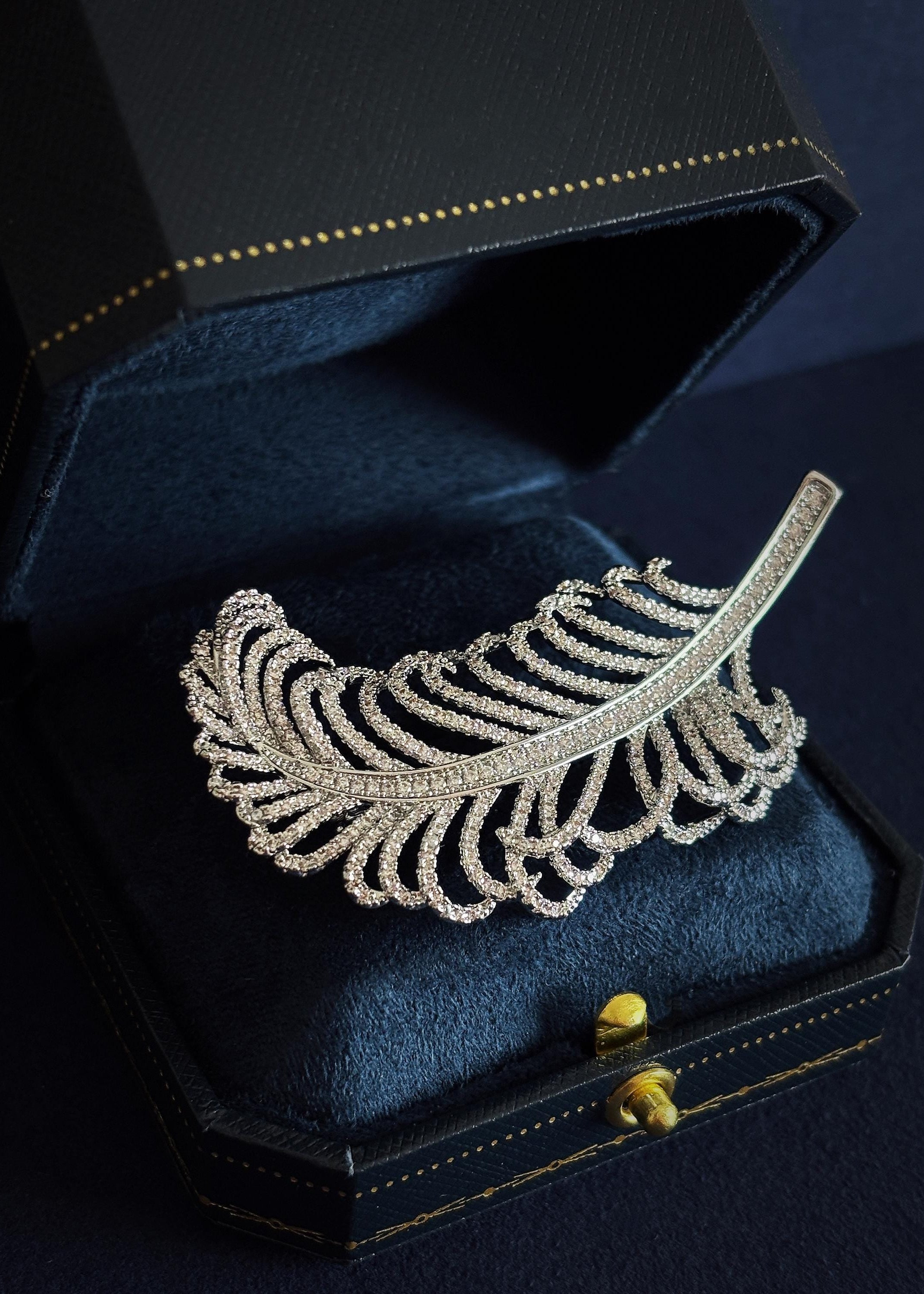 Feather Crystal Brooch