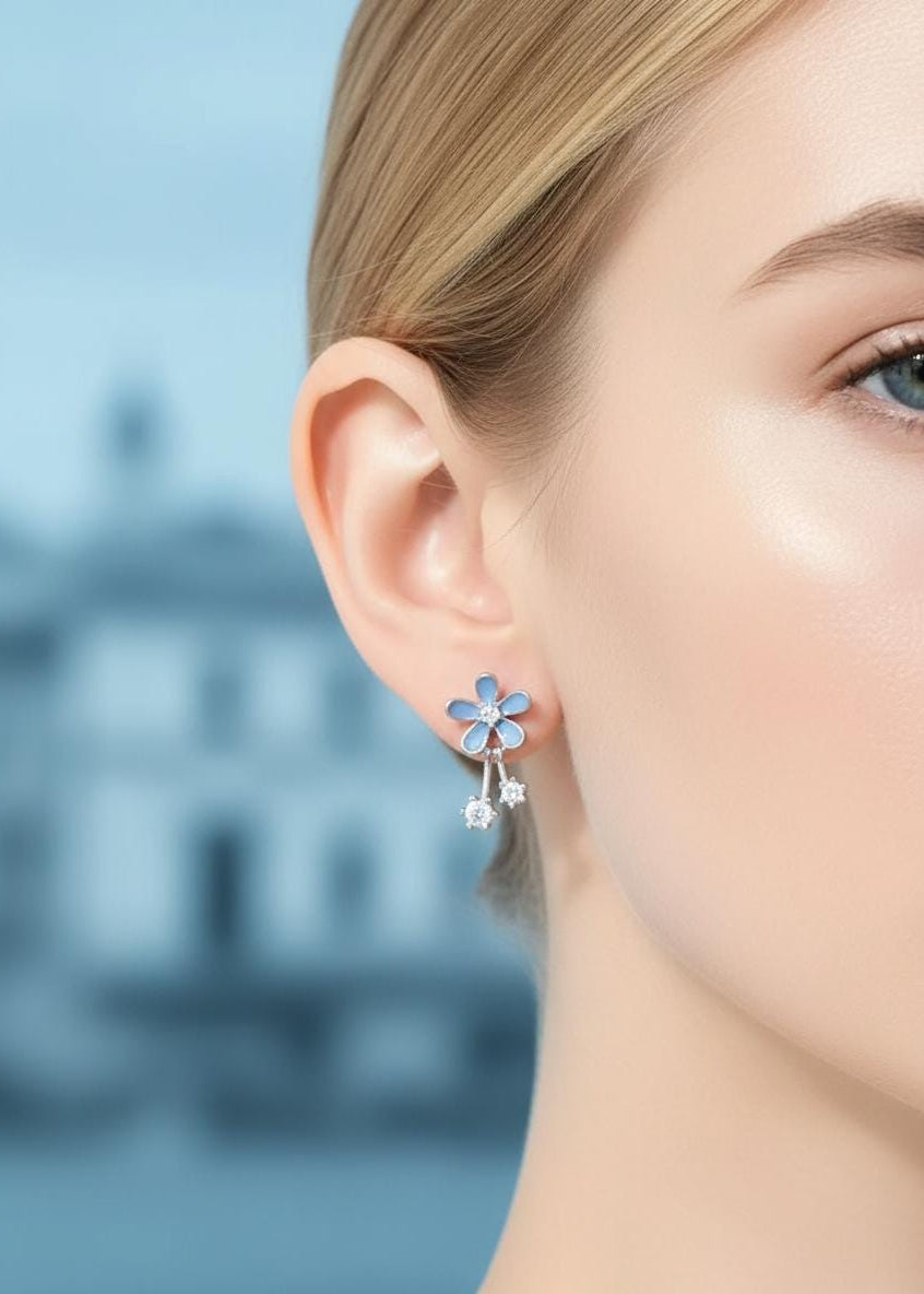 Blue Blossom Drop Earrings