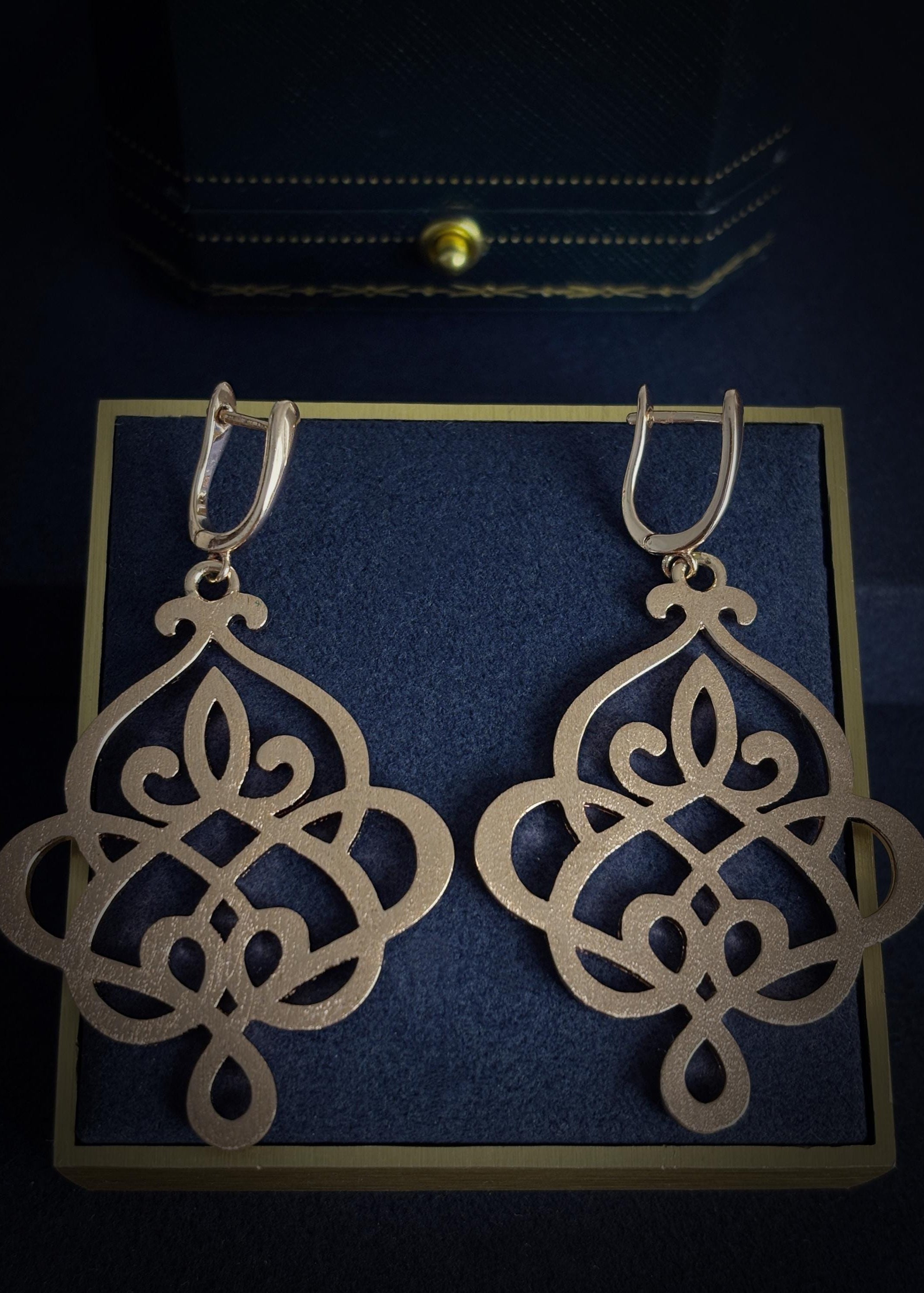 Rose Gold Filigree Earrings