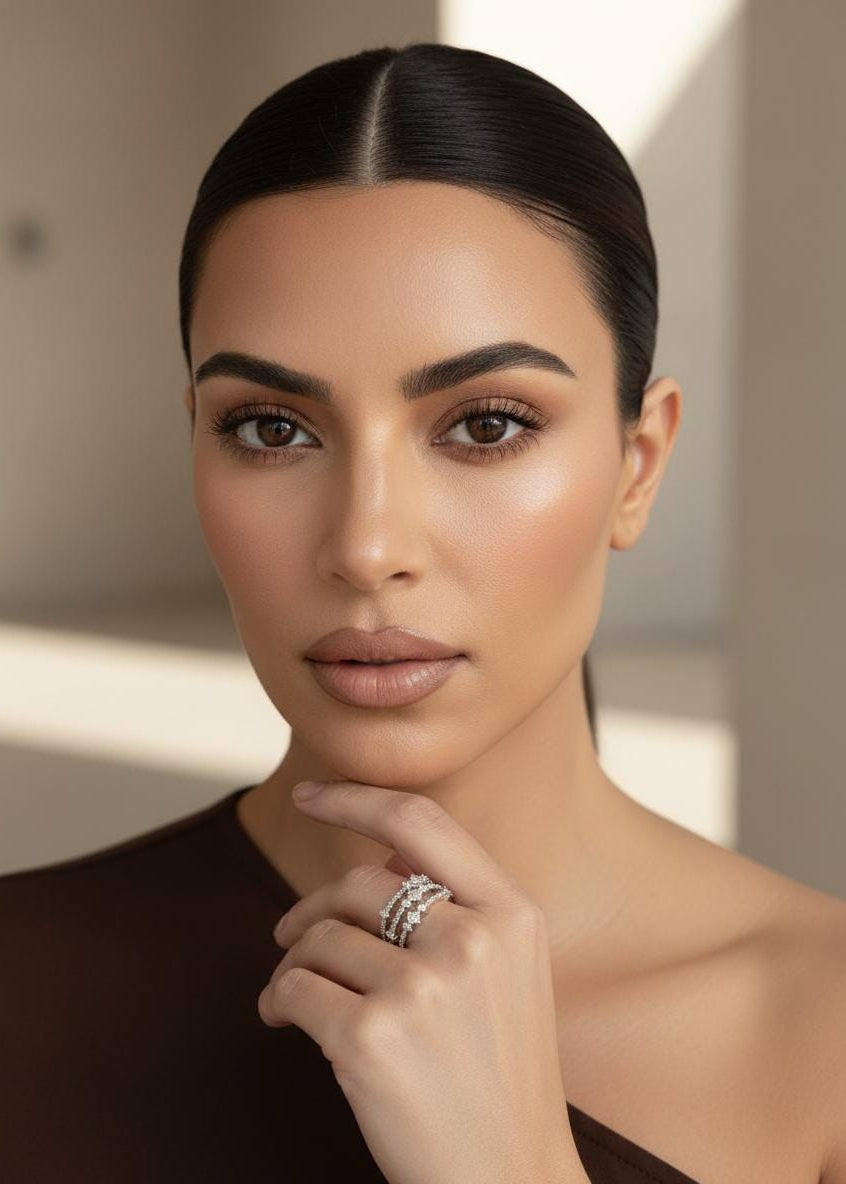 Crystal Multi-Row Wide Band Ring