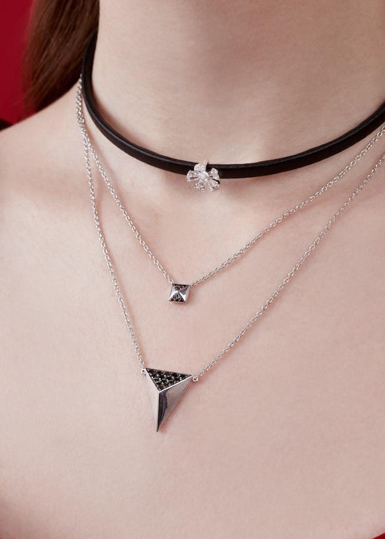 Black Pavé Triangle Necklace