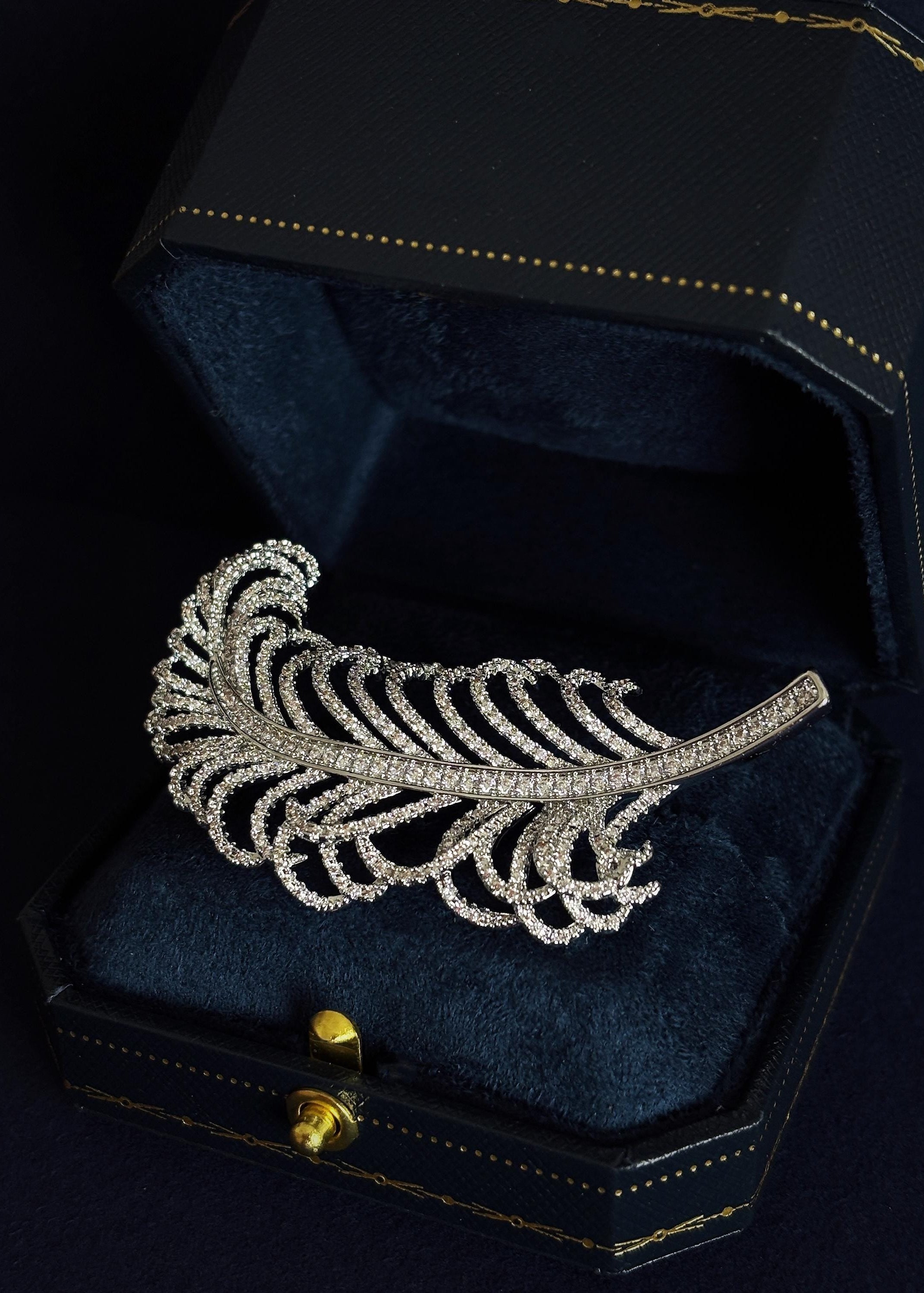 Feather Crystal Brooch
