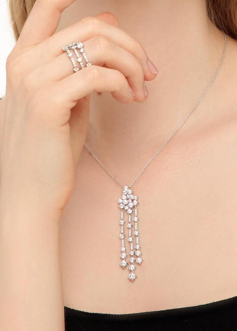 Cascading Drop Pendant Necklace