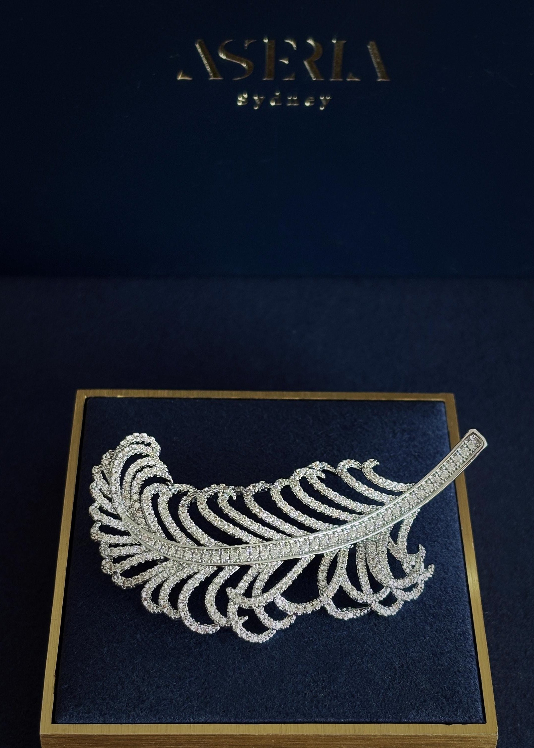 Feather Crystal Brooch