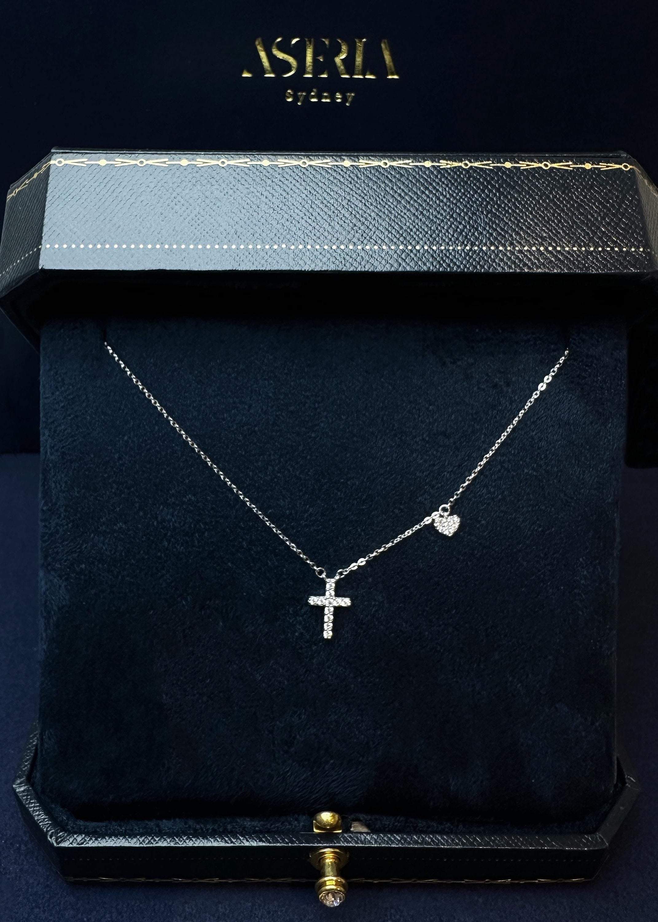 Cross & Heart Pendant Necklace