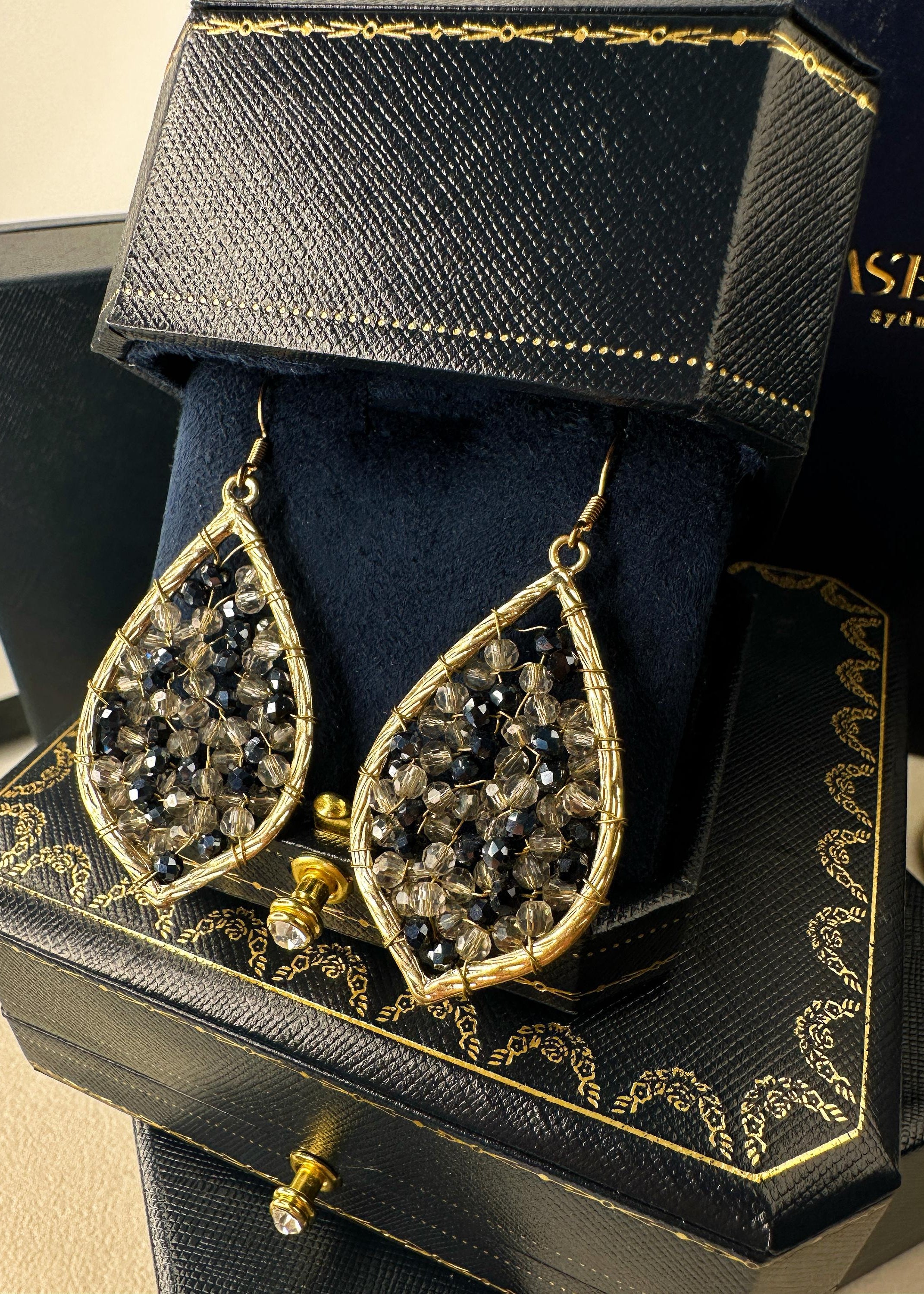 Beaded Teardrop Dangle Earrings