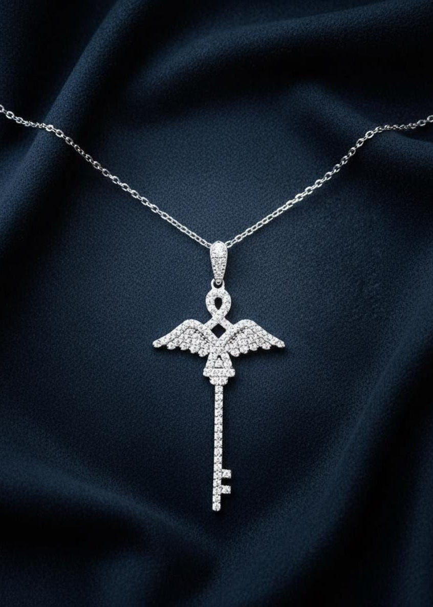 Angel Wing Key Necklace