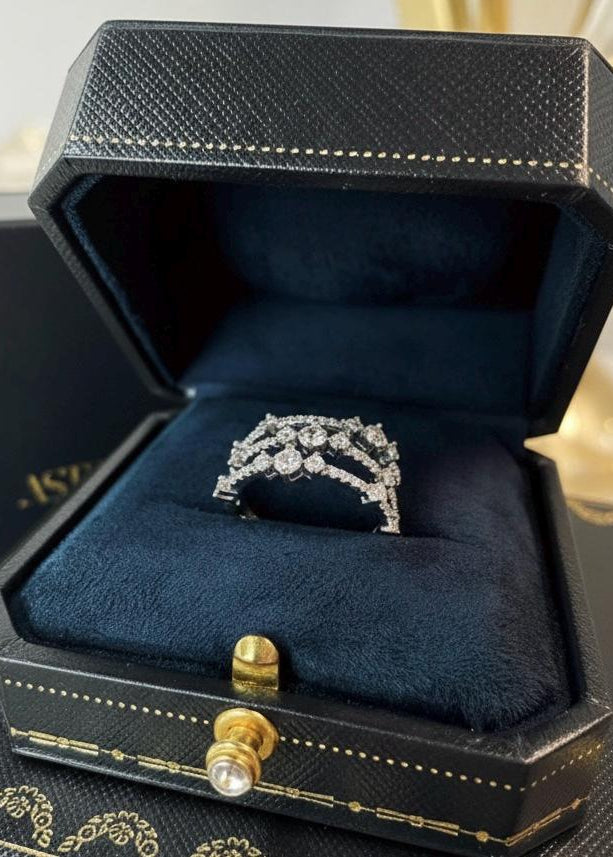 Crystal Multi-Row Wide Band Ring