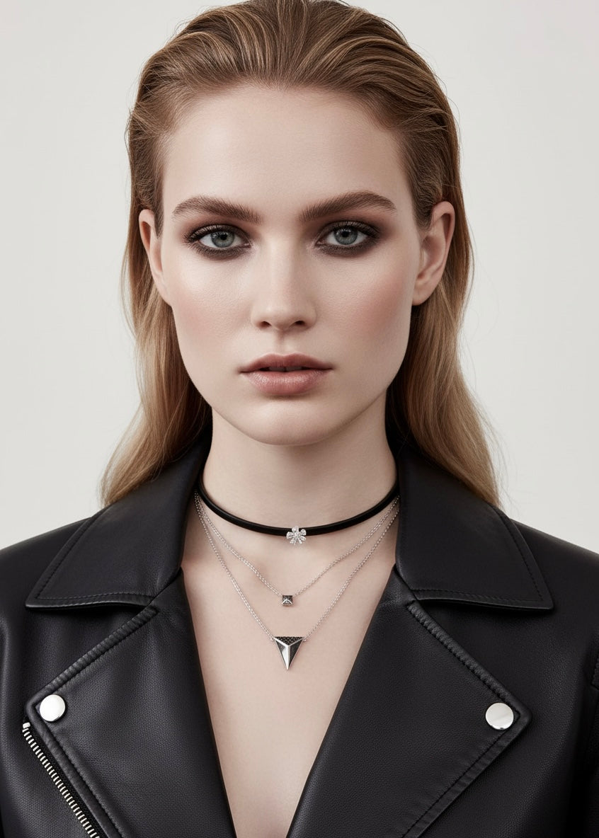 Black Pavé Triangle Necklace