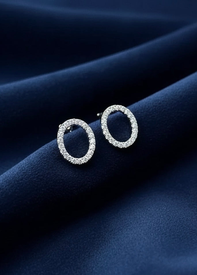 Oval CZ Stud Earrings