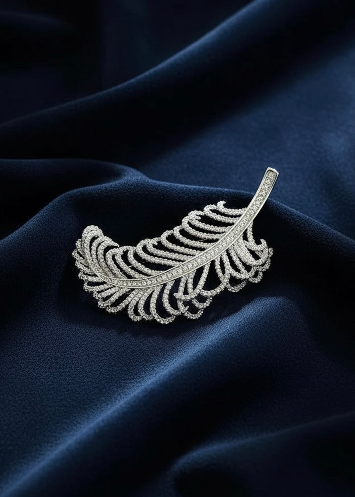 Feather Crystal Brooch