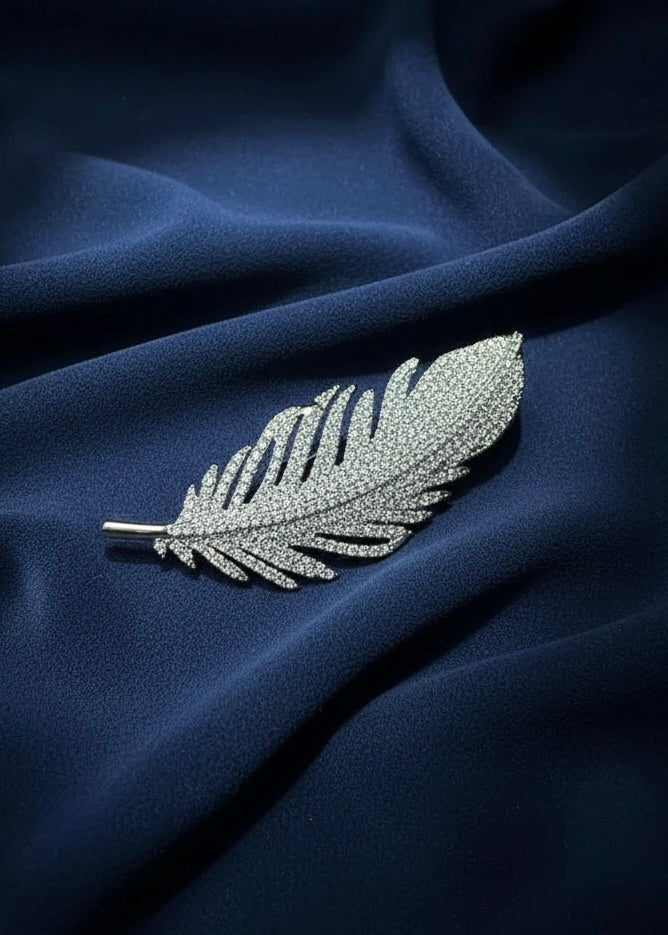 Crystal Feather Brooch