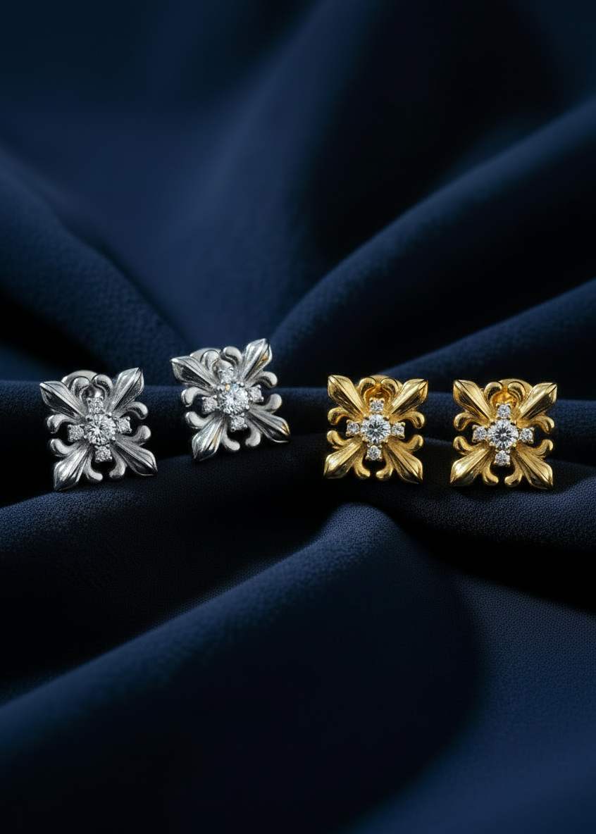 Fleur Crest Stud Earrings