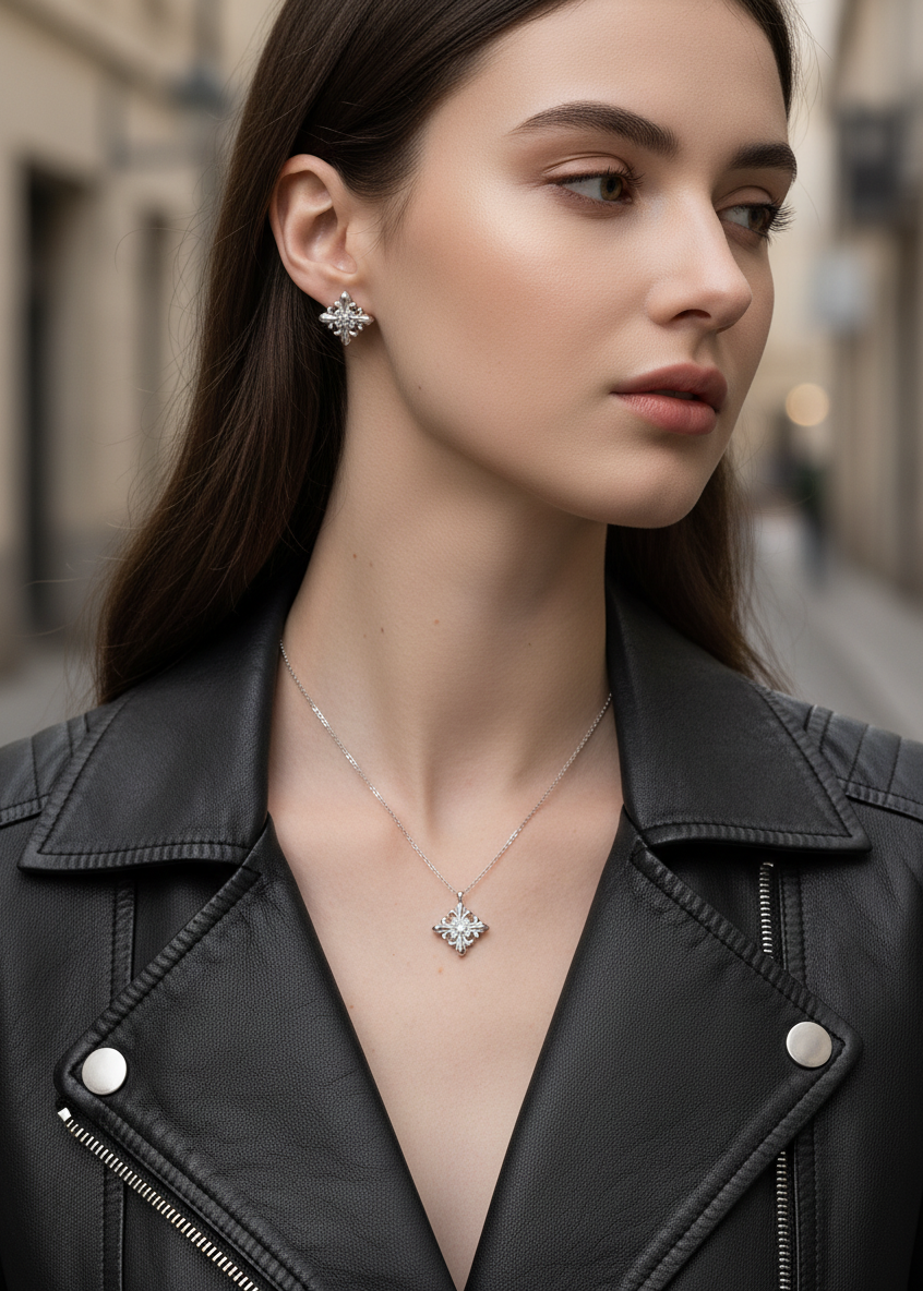 Fleur Crest Stud Earrings