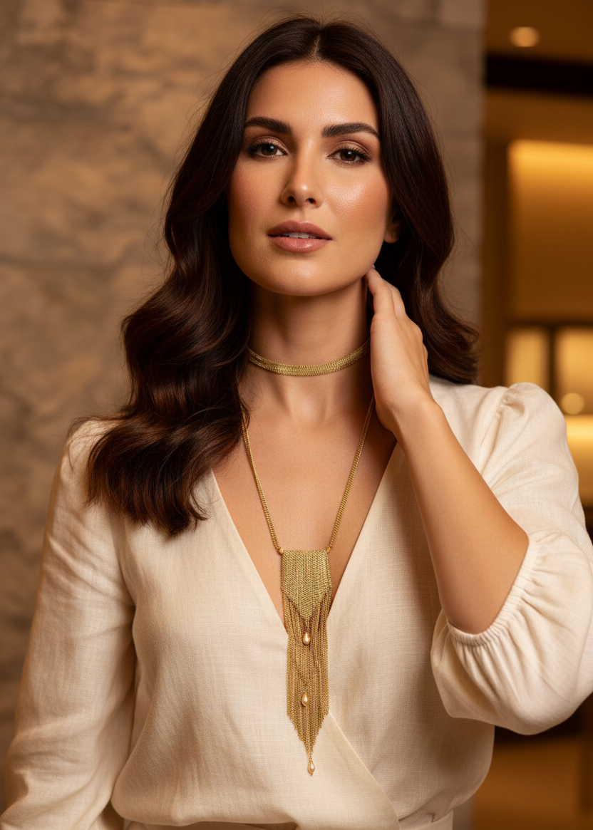 Geometric Fringe Pendant Necklace