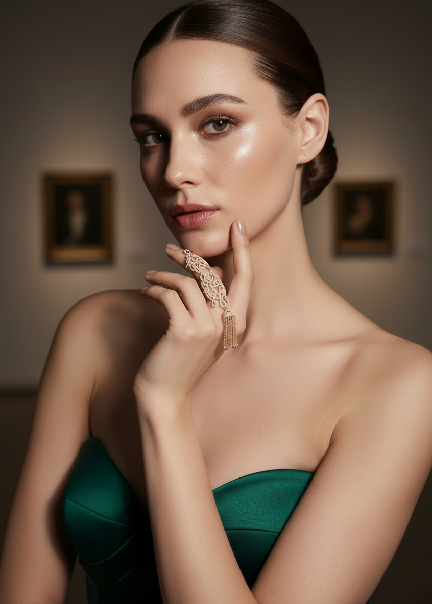 Filigree Tassel Full-Finger Ring