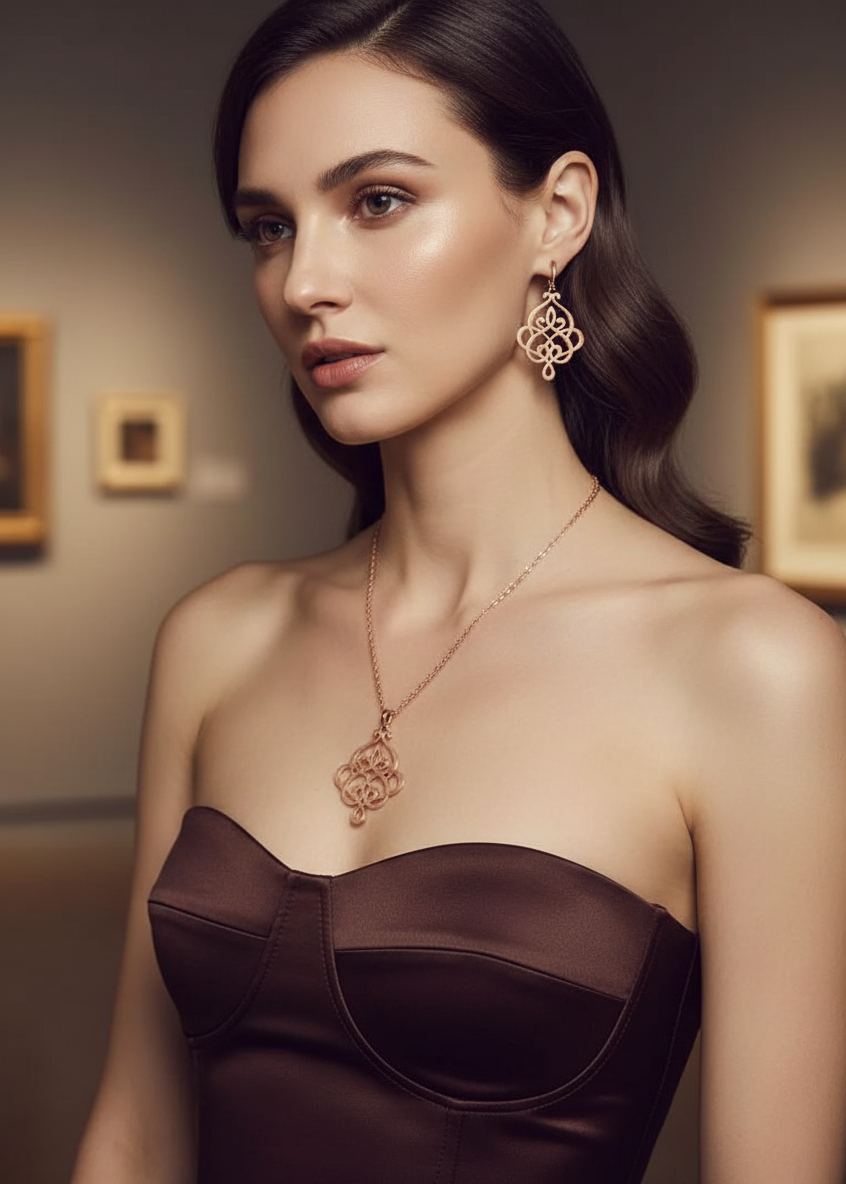 Rose Gold Filigree Earrings