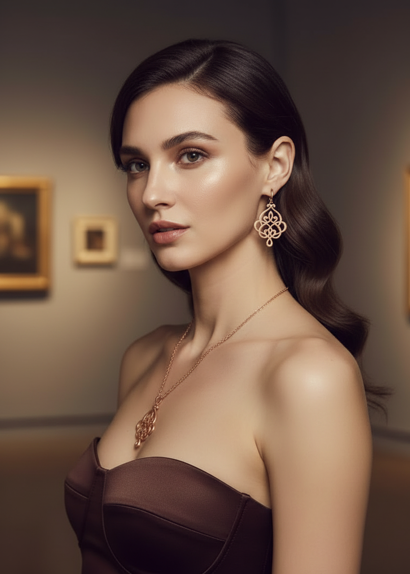 Rose Filigree Pendant Necklace