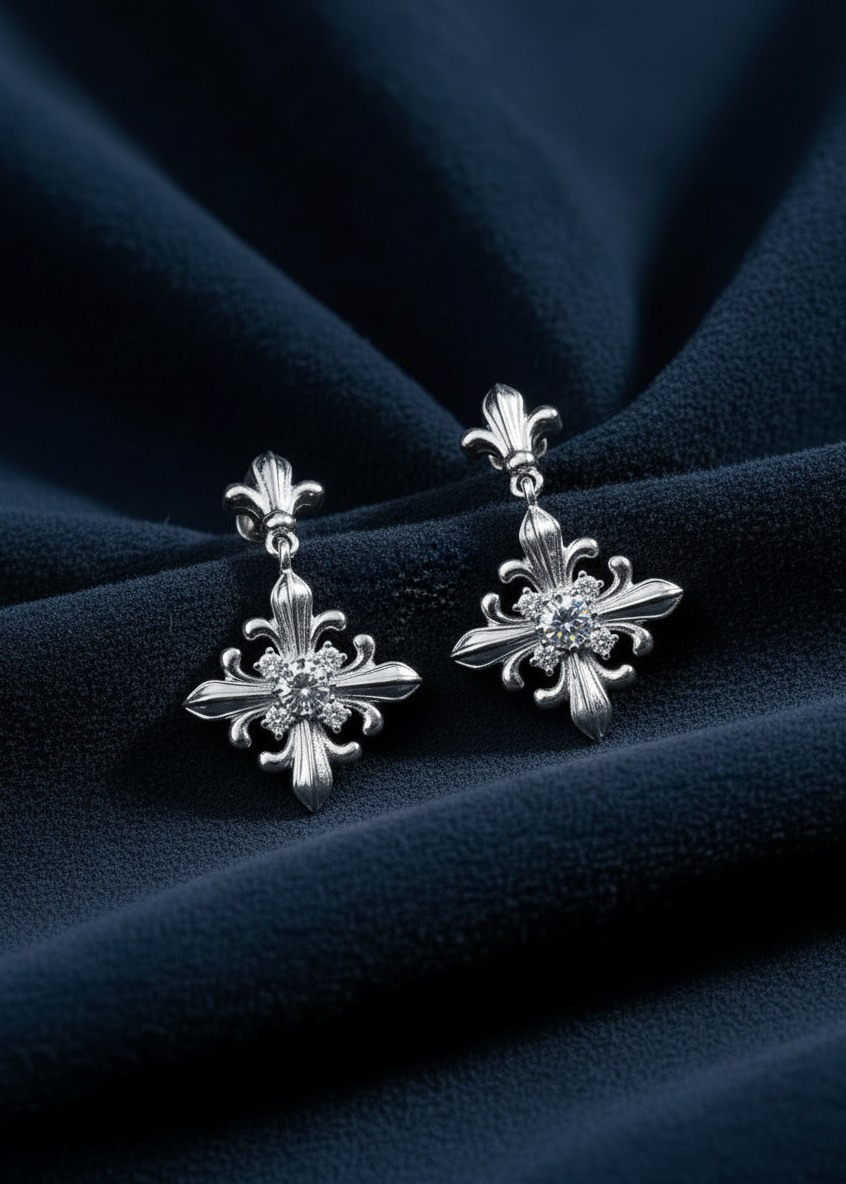 Fleur Crest Drop Earrings