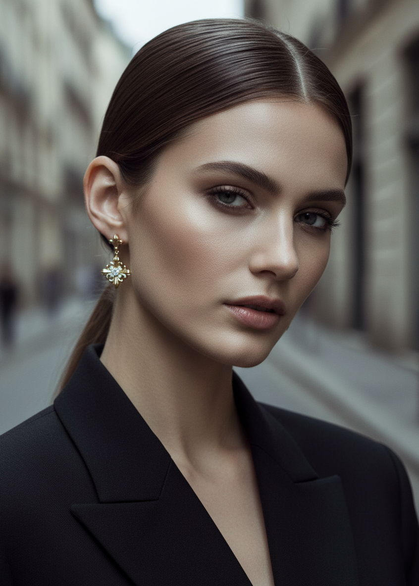 Fleur Crest Drop Earrings