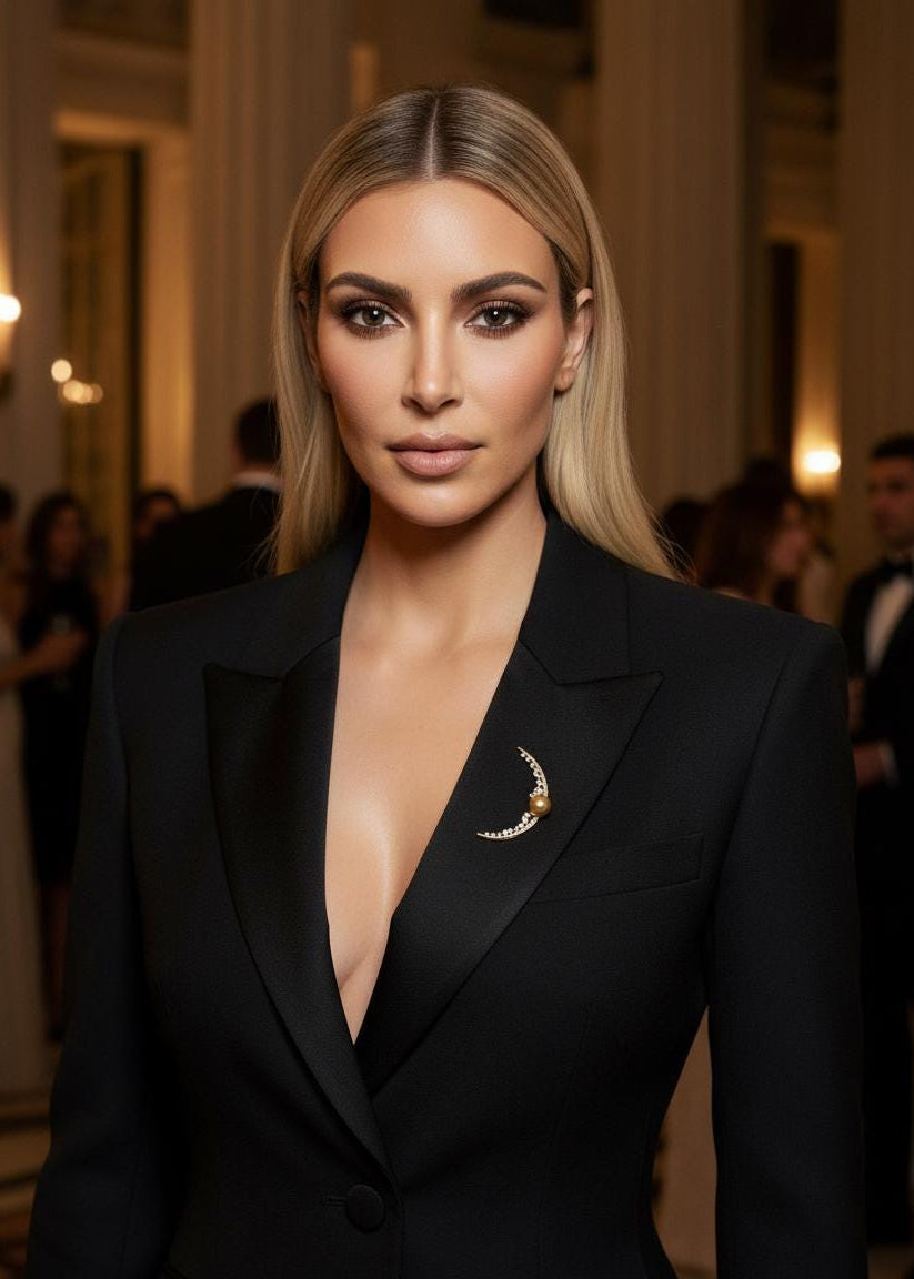 Moon Pearl Arc Brooch