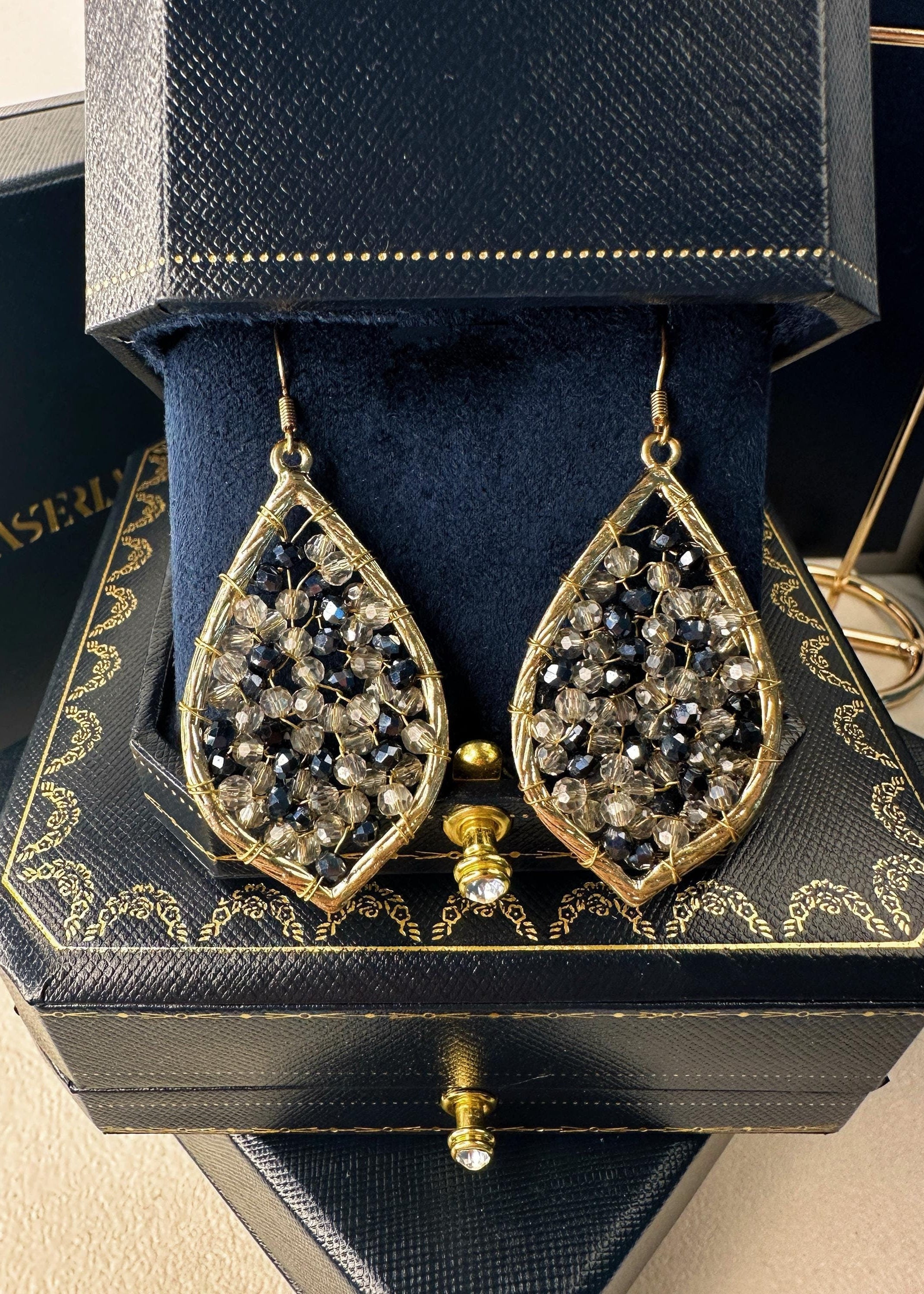 Beaded Teardrop Dangle Earrings